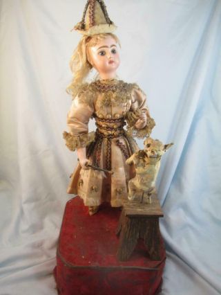 Antique French Jumeau Bisque Doll Automaton Girl & Dog Tricks No Mechanism 2