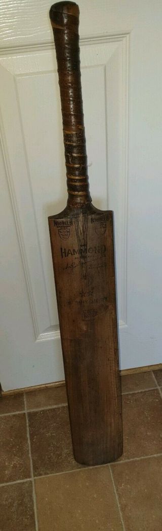 Vintage Nicolls The Hammond Autographed Cricket Bat /wisden Hastings