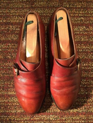 Vintage Salvatore Ferragamo Monk Strap Mens Brown Dress Shoes Loafers 8 D Italy