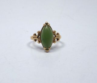 Vintage 10k Gold Jadeite Jade Ring,  Size 5.  0