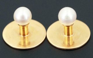 RARE Vintage Tiffany & Co.  Solid 18K Yellow Gold Pearl Cufflinks 3