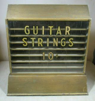 Vintage/antique Guitar Strings Music Store Glass Front Display Cabinet 10 Cents