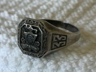 Antique/vintage 1933 Coal Township Pa High School Class Ring,  Silver