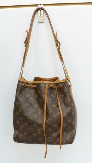 Authentic Louis Vuitton Monogram Petit Noe Shoulder Bag Brown Vintage