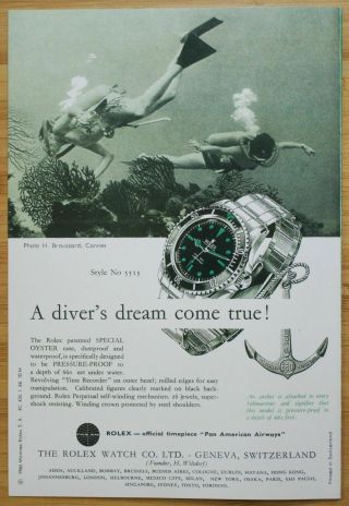 Rare Vintage 1966 Rolex Submariner 5512 5513 Watch Brochure Booklet Leaflet 4