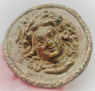 Scarce Ancient Roman Gold Gilded Bronze Mount Depiction Of Medusa