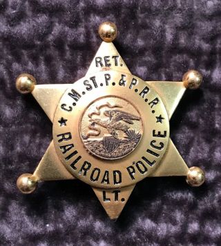 Vintage Railroad Police Badge C.  M.  St.  P & P.  R.  R (rare)
