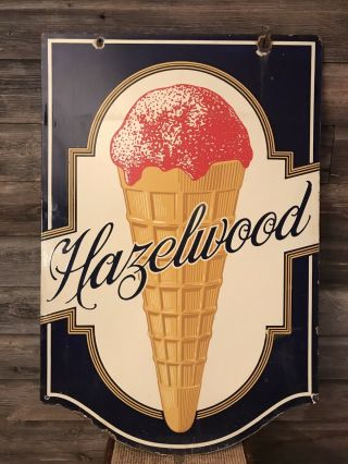Vintage Porcelain Ice Cream Sign Hazelwood Dairy Advertising Sign