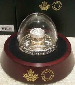 2018 Antique Carousel $50 6oz Pure Silver Gold - Plated Proof Canada Coin