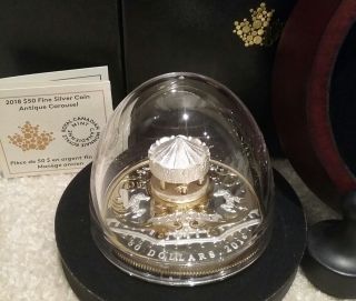 2018 Antique Carousel $50 6OZ Pure Silver Gold - Plated Proof Canada Coin 3