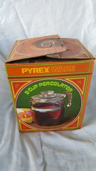Vintage Pyrex Stove Top 9 Cup Coffee Pot Percolator