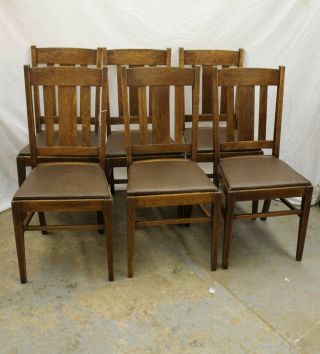 Antique Matching Oak Mission Chairs Set Of Six – Arts And Crafts Style