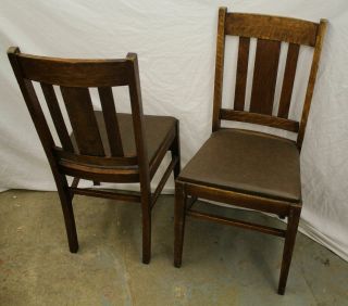 Antique Matching Oak Mission Chairs Set of Six – Arts and Crafts Style 2