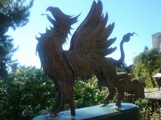 American Folk Artist Signed Glorious Winged Griffin Copper Weathervane 11