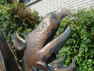 American Folk Artist Signed Glorious Winged Griffin Copper Weathervane 6