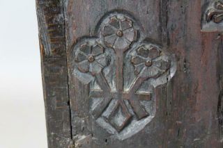 MUSEUM QUALITY 17TH C PILGRIM PERIOD CARVED OAK HANGING LIVERY CUPBOARD 5