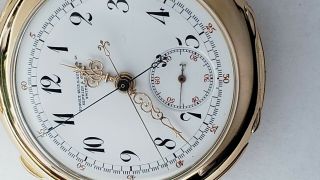 Antique 18k Gold Piguet Guillaume Split Second Chronograph Minute Repeat Pocket