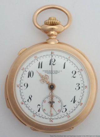 Antique 18k Gold Piguet Guillaume split second Chronograph minute Repeat Pocket 2