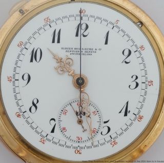 Antique 18k Gold Piguet Guillaume split second Chronograph minute Repeat Pocket 9