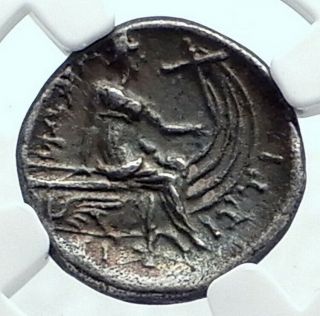 Histiaia In Euboia Nymph Galley Authentic Ancient Silver Greek Coin Ngc I78671
