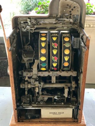 Antique 5c Mills Silent Bell Vintage Casino Slot Machine Jackpot 11