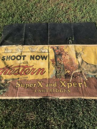Vtg Winchester Cloth Shooting Gallery Table Banner Sign - So RaRe 12