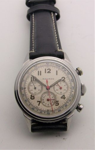 Vintage Stainless Movado Waterproof 3 Register Chronograph 95M 35mm 10
