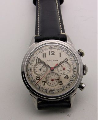 Vintage Stainless Movado Waterproof 3 Register Chronograph 95M 35mm 11