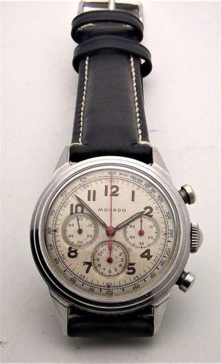Vintage Stainless Movado Waterproof 3 Register Chronograph 95m 35mm