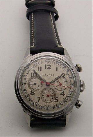 Vintage Stainless Movado Waterproof 3 Register Chronograph 95M 35mm 3