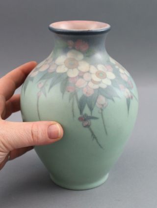 1929 Antique Lenore Asbury Rookwood Flowers Art Pottery Arts & Crafts Vase