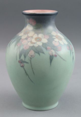 1929 Antique Lenore Asbury Rookwood Flowers Art Pottery Arts & Crafts Vase 3