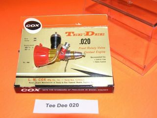 Vintage Cox Tee Dee 020 Model Aeroplane Glow Engine,  In Jewel Case