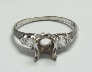 Vintage Platinum Ring Setting with Diamonds 4