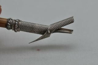 Rare Vintage Patterned Silver Bramah Style Clip Dip Fountain Pen Porcupine Quill 8