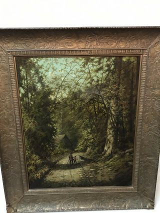 Antique Hudson River School Forest View Landscape William Boyle Oil Painting