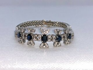 Vintage Egl 18k Diamond/natural Sapphire Bracelet 7.  40 Ct Vs2 - Si2 Retail $14,  000