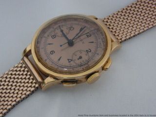 Vintage 18k Rose Gold Rolex 2811 Calatrava Style Chronograph 6