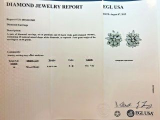 VINTAGE EGL 8.  40 CT TWT VS1 - VS2 DIAMOND EARRINGS IN PLATINUM RETAIL: $13,  450 6