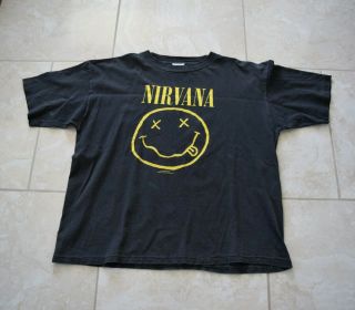 Vintage Flawed 1992 Nirvana Smiley Shirt Tee Wild Oats Licensed To Brockum Xl
