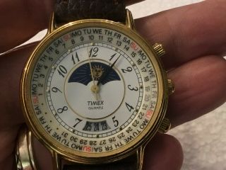 Vintage Rare Timex Sun And Moon Phase Perpetual Calendar Watch Band 3