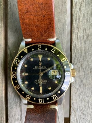 Vintage Rolex Gmt Master Ref 16753 Nipple Dial C.  1978 Hodinkee Strap