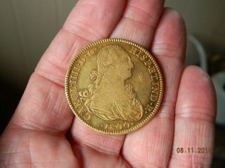 1800 Spain Spanish Colonial 8 Escudos Antique Gold Coin Mexico 27 Grams