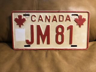 Canadian Forces Military License Plate Canada Jm81 Maple Leaf Vintage Rare Red