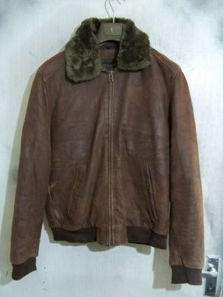 Vintage Chevignon Leather A2 Flying Jacket Size L Liner And Collar
