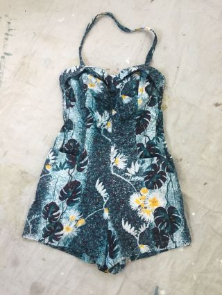 1950’s Vintage Rare Hale Hawaii Cotton Playsuit Romper Swimsuit