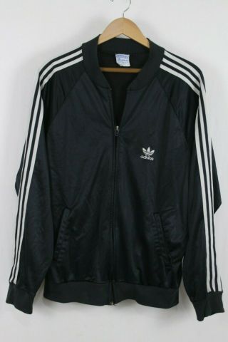 Vtg 80s Adidas Atp Keyrolan Trefoil Stripe Track Jacket Black White Sz Xl