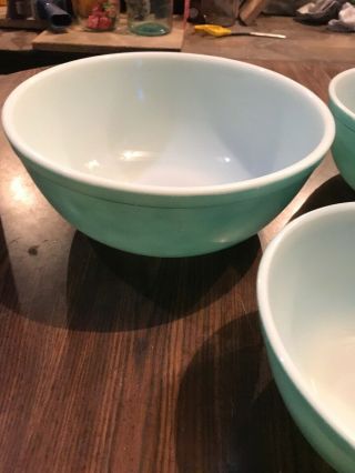 Set of 4 Vintage Pyrex Turquoise Mixing Bowls 401 402 403 404 EUC 2