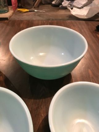 Set of 4 Vintage Pyrex Turquoise Mixing Bowls 401 402 403 404 EUC 4