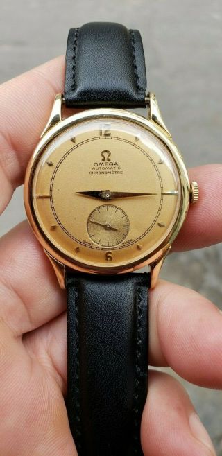 Vintage Omega Chronometre Automatic Centenary,  18k Solid Gold Case & Dial,  Run